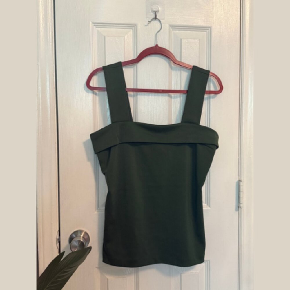Ann Taylor Wide Strap Dressy Top | Olive Green | Size Medium | NWOT